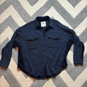 Women’s Aerie Navy Waffle Texture Oversized Button-Up